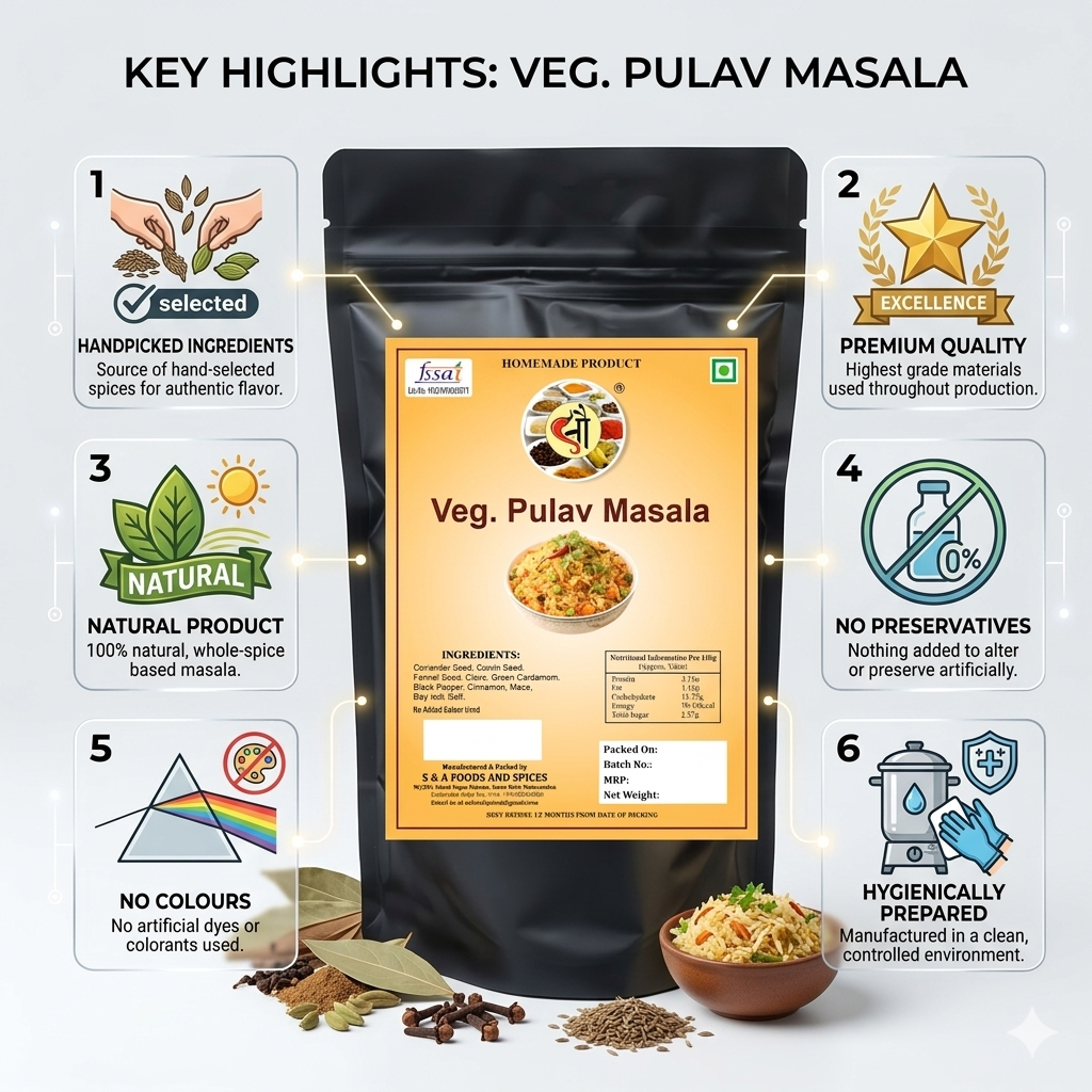 Sau Veg Pulav Masala (व्हेज पुलाव मसाला)